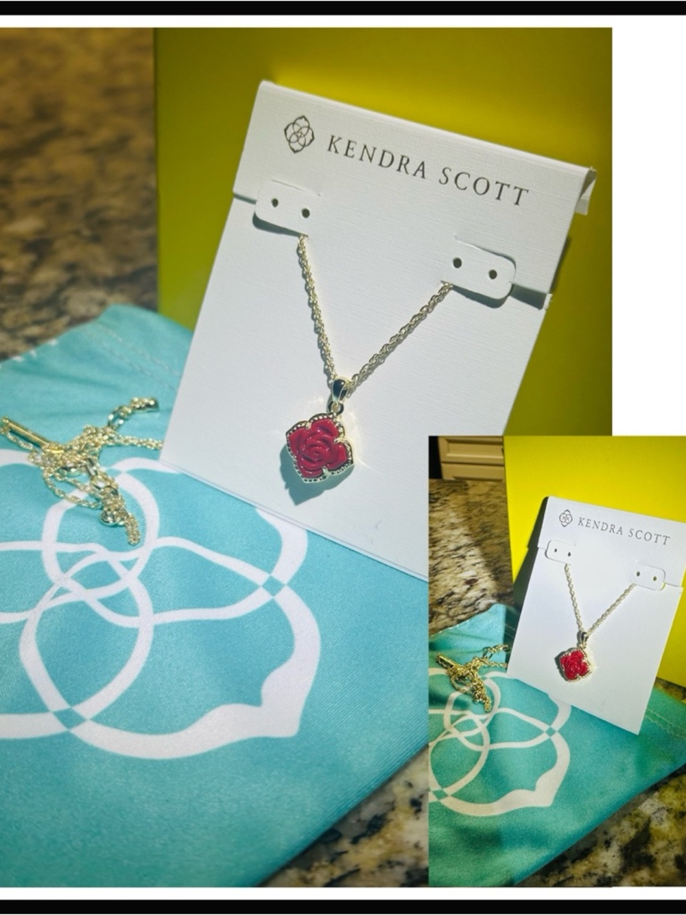 Kendra Scott Gold-Tone Necklace with Red Rose Charm
